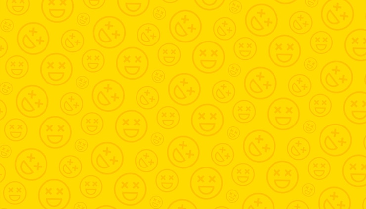 Vecteur un fond jaune avec des smileys et le mot smile dessus
