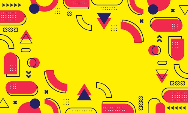 un fond jaune avec un téléphone rouge et un motif rouge et bleu