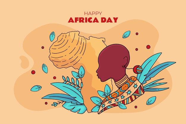 Vecteur fond de jour afrique dessiné à la main