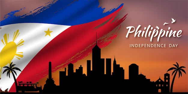 Fond De Jour De Patriote L'horizon Des Philippines Et Le Drapeau National