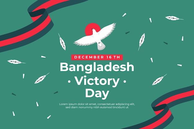 Vecteur fond de jour de victoire plat bangladesh dessiné à la main