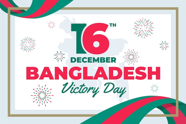 Fond de jour de victoire plat bangladesh dessiné à la main