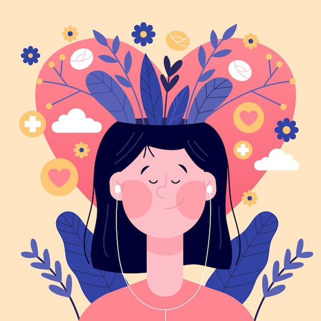 Fond de journée mondiale de la santé mentale dessiné à la main
