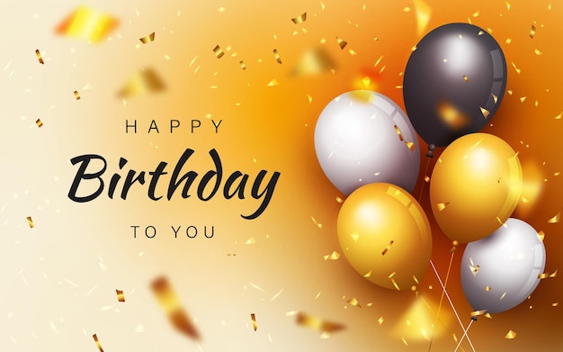 Fond de joyeux anniversaire avec ballon 3D