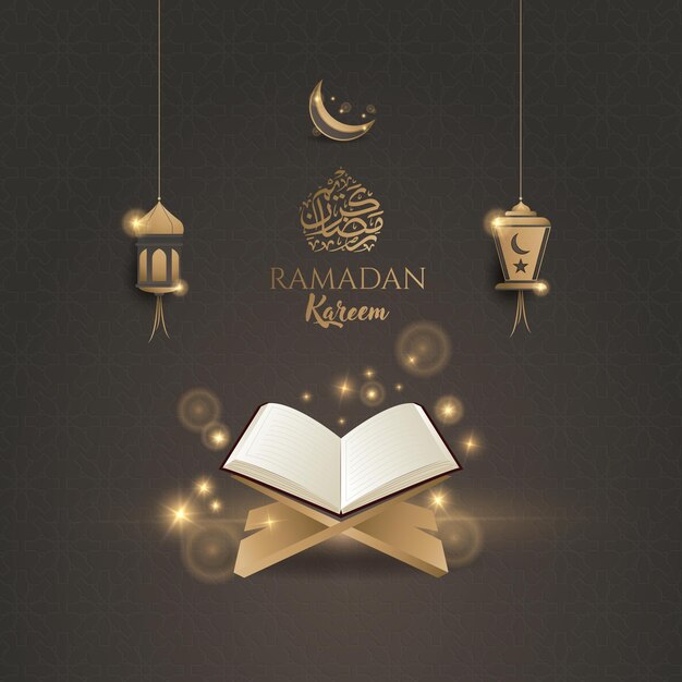 Fond De Kareem Ramadan Islamique Or De Luxe Avec Design 3d Et Décoration D'ornement Islamique