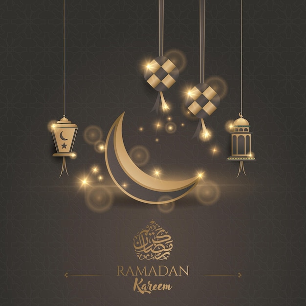 Fond De Kareem Ramadan Islamique Or De Luxe Avec Design 3d Et Décoration D'ornement Islamique