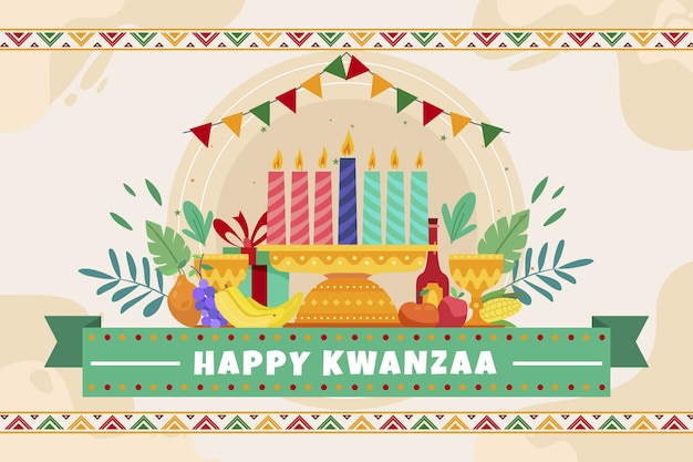 Vecteur fond de kwanzaa plat dessiné à la main