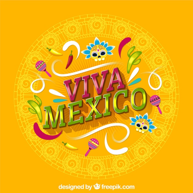 Fond de lettrage viva mexico jaune