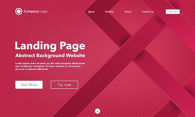 Fond de ligne abstraite dégradé Modèle de page d'atterrissage pour l'application de sites Web Couleur moderne Viva Magenta