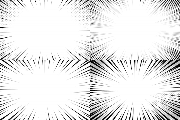 Fond De Lignes De Vitesse. Bandes Dessinées D'action, Modèle De Bandes De Lignes Rapides Et Ensemble D'arrière-plans De Mangas Ou De Bandes Dessinées à Explosion Rapide