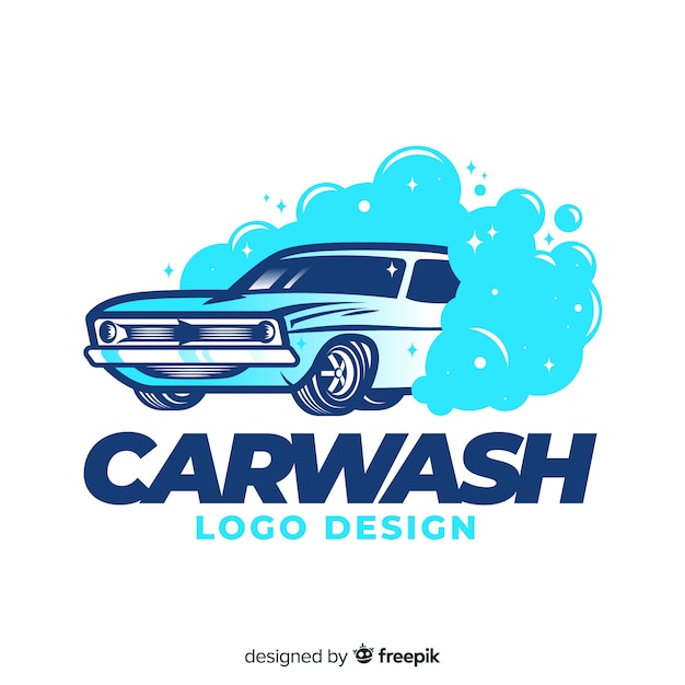 Vecteur fond de logo de lavage de voiture dessiné à la main