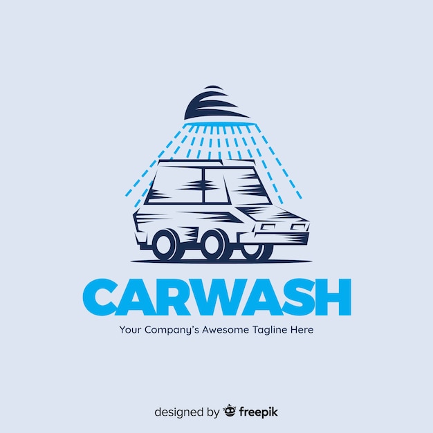 Vecteur fond de logo de lavage de voiture dessiné à la main