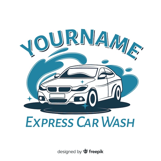 Vecteur fond de logo de lavage de voiture dessiné à la main