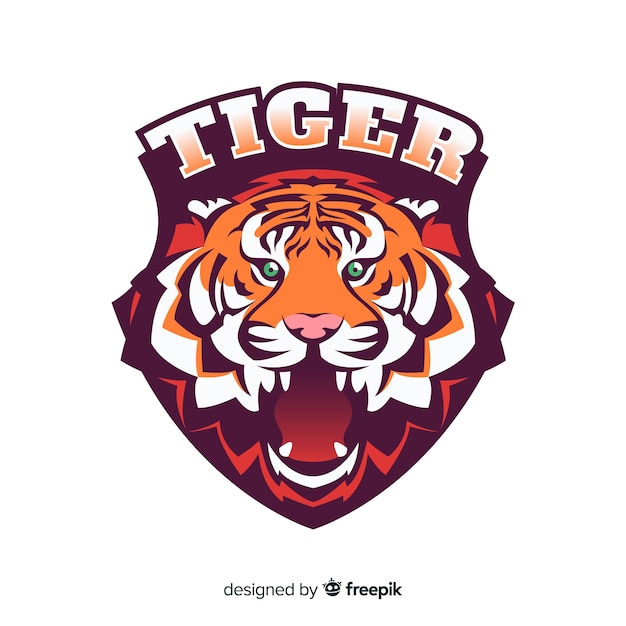 Vecteur fond de logo de tigre dessiné à la main