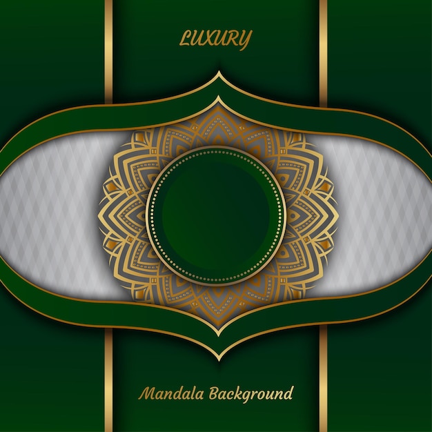 Fond De Luxe Vert Avec Ornement De Mandala D'or