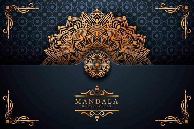 Fond De Mandala Arabesque Doré De Luxe