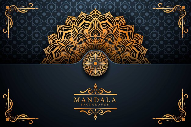 Fond De Mandala Arabesque Doré De Luxe