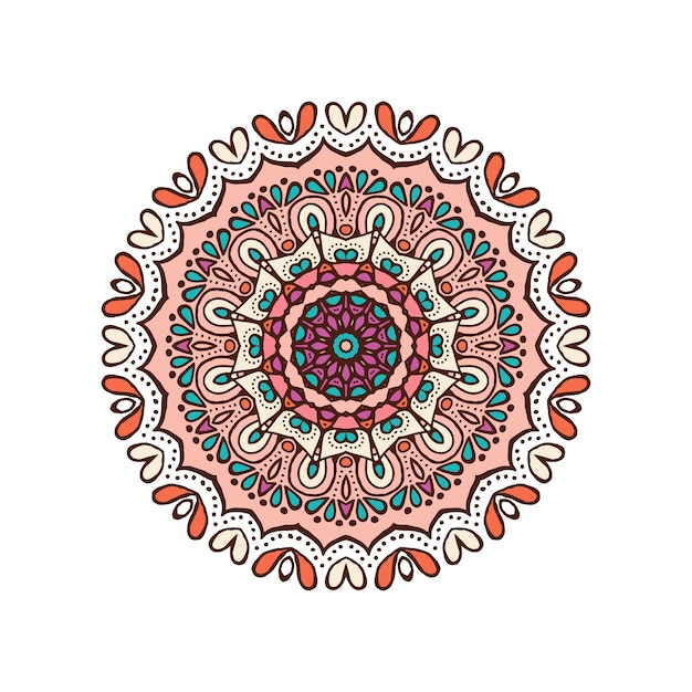 Fond De Mandala Coloré Avec Beau Motif Décoratif Et Oriental