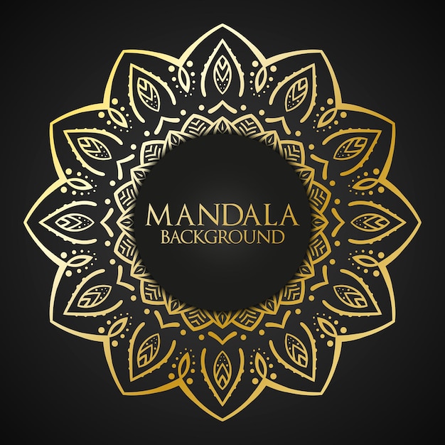 Fond De Mandala Doré Motif Oriental En Forme De Fleur Avec Texte Vector Illustration