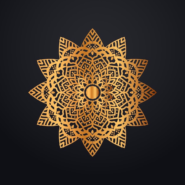 Fond De Mandala De Luxe Avec Couleur Dorée Et Noire
