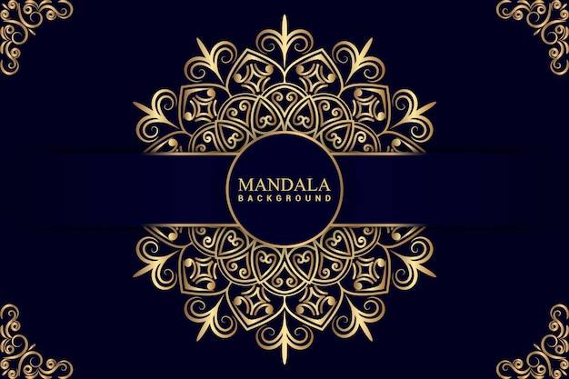 Fond de mandala de luxe avec couleur dorée Vecteur Premium