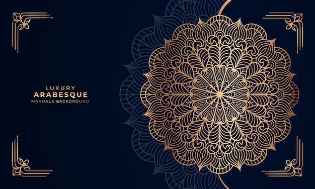 Fond De Mandala De Luxe Avec Motif Arabesque Doré, Pour Carte D'invitation, Couverture De Livre, Affiche
