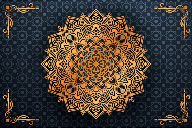 Fond De Mandala De Luxe Avec Motif Arabesque Doré