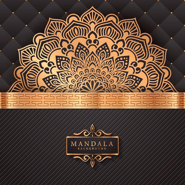 Fond de mandala de luxe avec motif arabesque doré