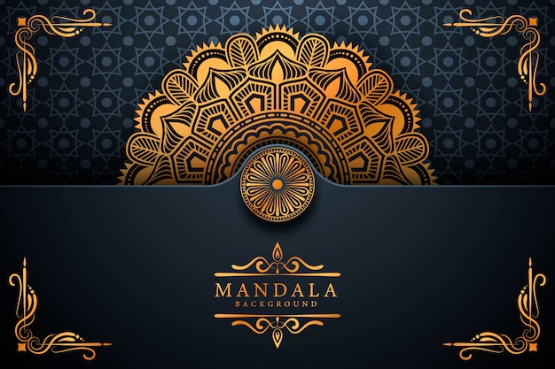 Fond de mandala de luxe avec motif arabesque doré