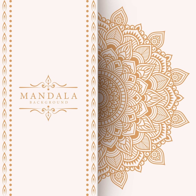 Fond de mandala de luxe avec motif arabesque doré