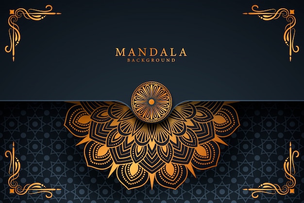 Fond de mandala de luxe avec motif arabesque doré