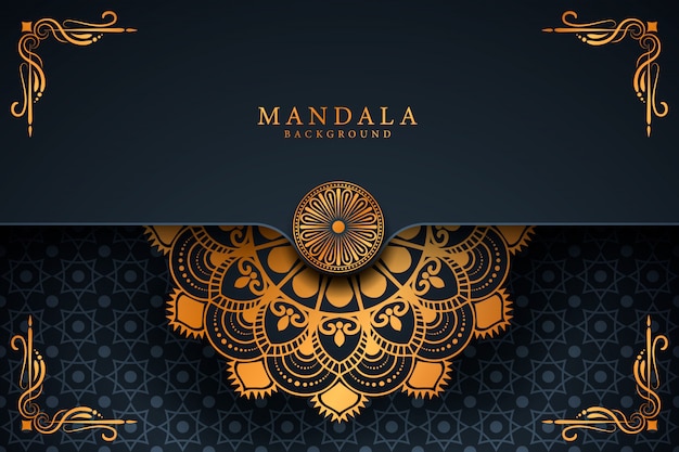 Fond de mandala de luxe avec motif arabesque doré