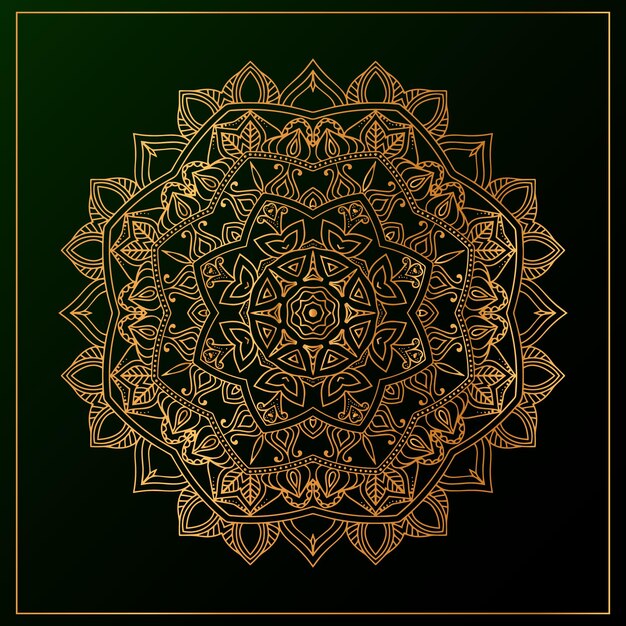 Vecteur fond de mandala de luxe avec or noir