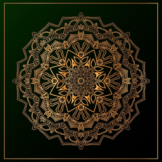 Fond de mandala de luxe avec or noir