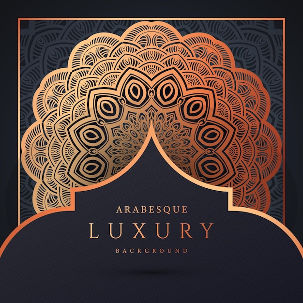 Fond De Mandala De Luxe Avec Vecteur De Motif Arabesque Doré Vecteur Premium