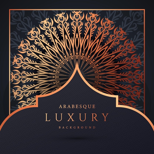 Fond De Mandala De Luxe Avec Vecteur De Motif Arabesque Doré Vecteur Premium