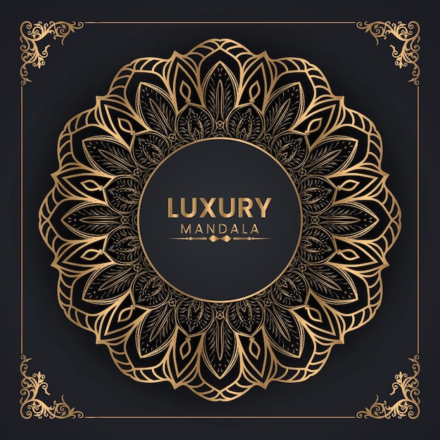 Fond De Mandala De Luxe Avec Vecteur Premium De Couleur Dorée Vecteur Premium