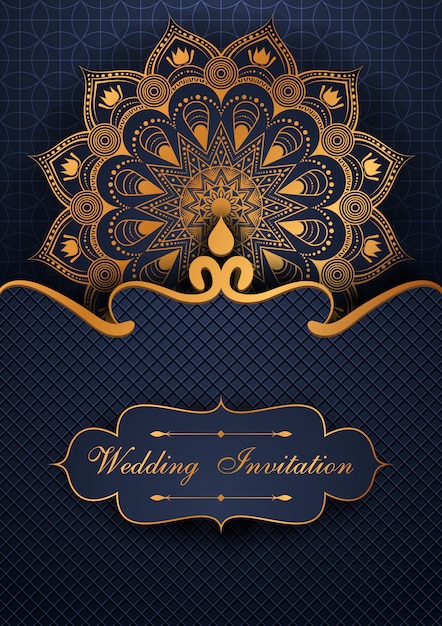 Fond De Mandala De Mariage Invitation De Luxe