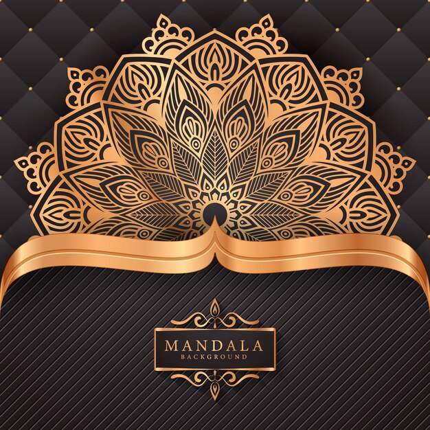 Fond de mandala ornemental de luxe en couleur or