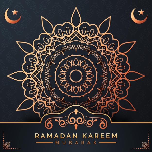 Vecteur fond de mandala ramadan kareem avec motif arabesque doré style oriental islamique arabe