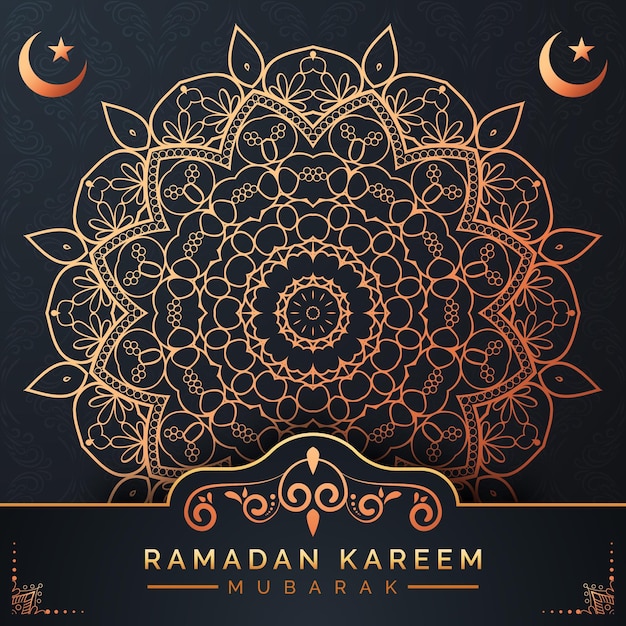 Vecteur fond de mandala ramadan kareem avec motif arabesque doré style oriental islamique arabe