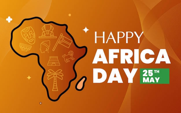 Un fond marron avec une carte de l'Afrique et les mots happy africa day dessus