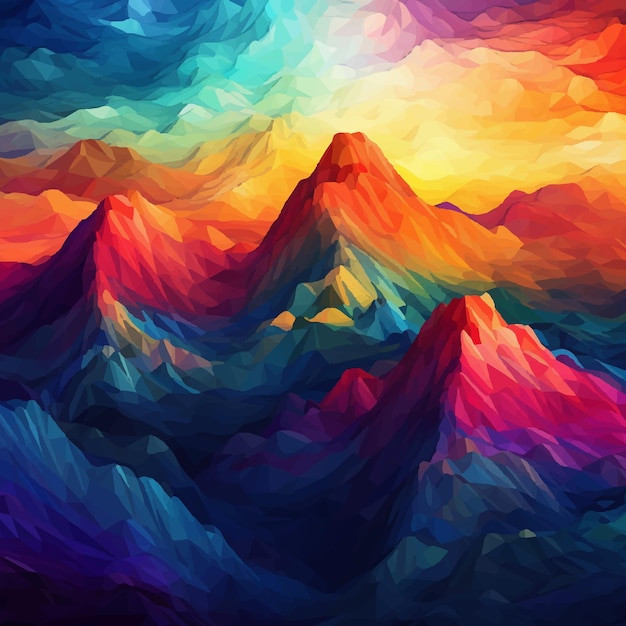 Fond de montagne coloré Abstrait paysage mignon