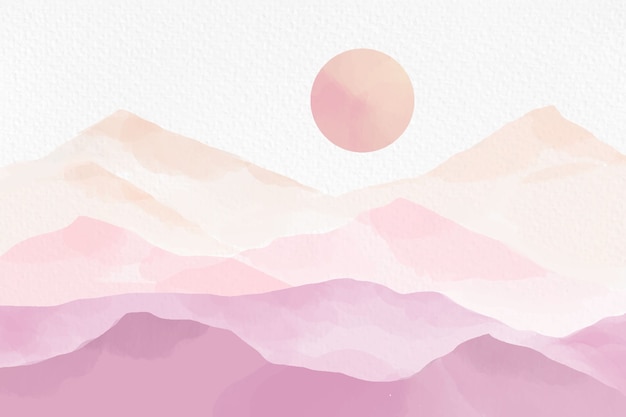 Fond de montagnes aquarelle rose