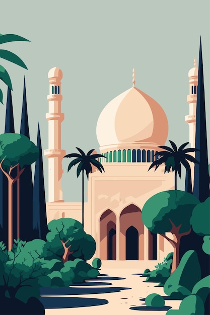 Fond de mosquée islamique Modèle de conception de carte de voeux islam ramadan