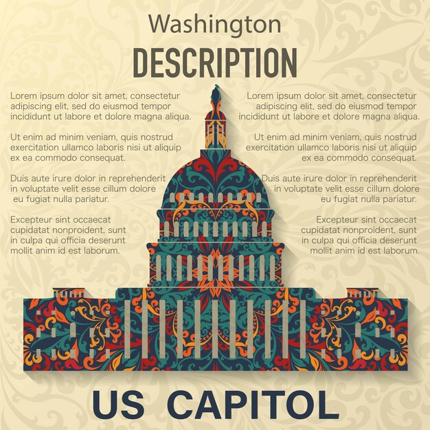 Vecteur fond de motif floral du capitole des états-unis