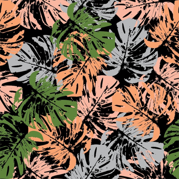 Fond de motif monstera de couleurs psychédéliques pour l'été