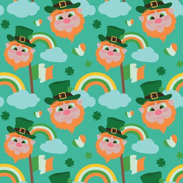 Fond de motif répétitif coloré composé d'illustrations sur le thème de la célébration de la Saint Patrick