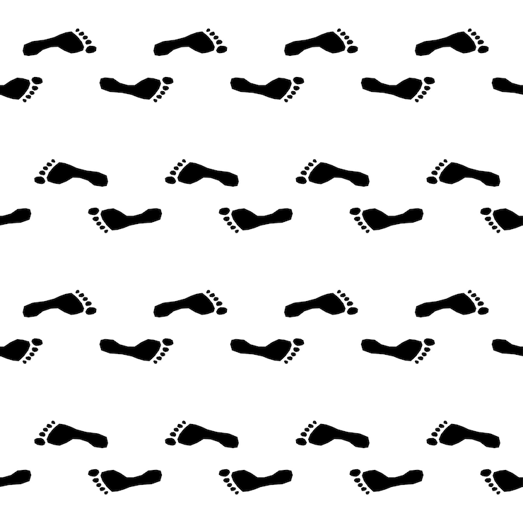 Vecteur fond de motif sans couture de piste de pied abstrait motif de pied monochrome pour la conception papier peint papier d'emballage textile sac impression etc.
