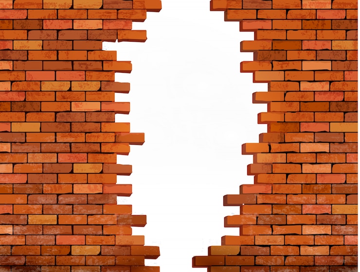 Vecteur fond de mur de brique vintage avec trou.